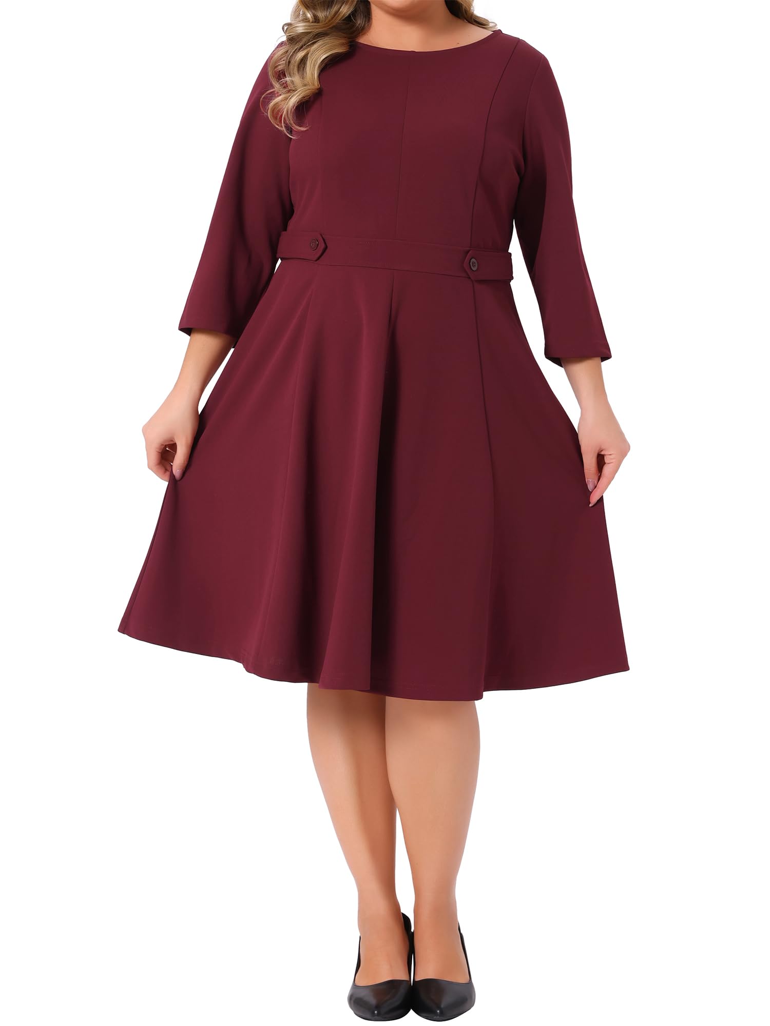 Agnes Orinda Womens Plus Size Office Dress 3 4 Sleeve 50s 60s Vintage Cocktail Dress Wear to Work