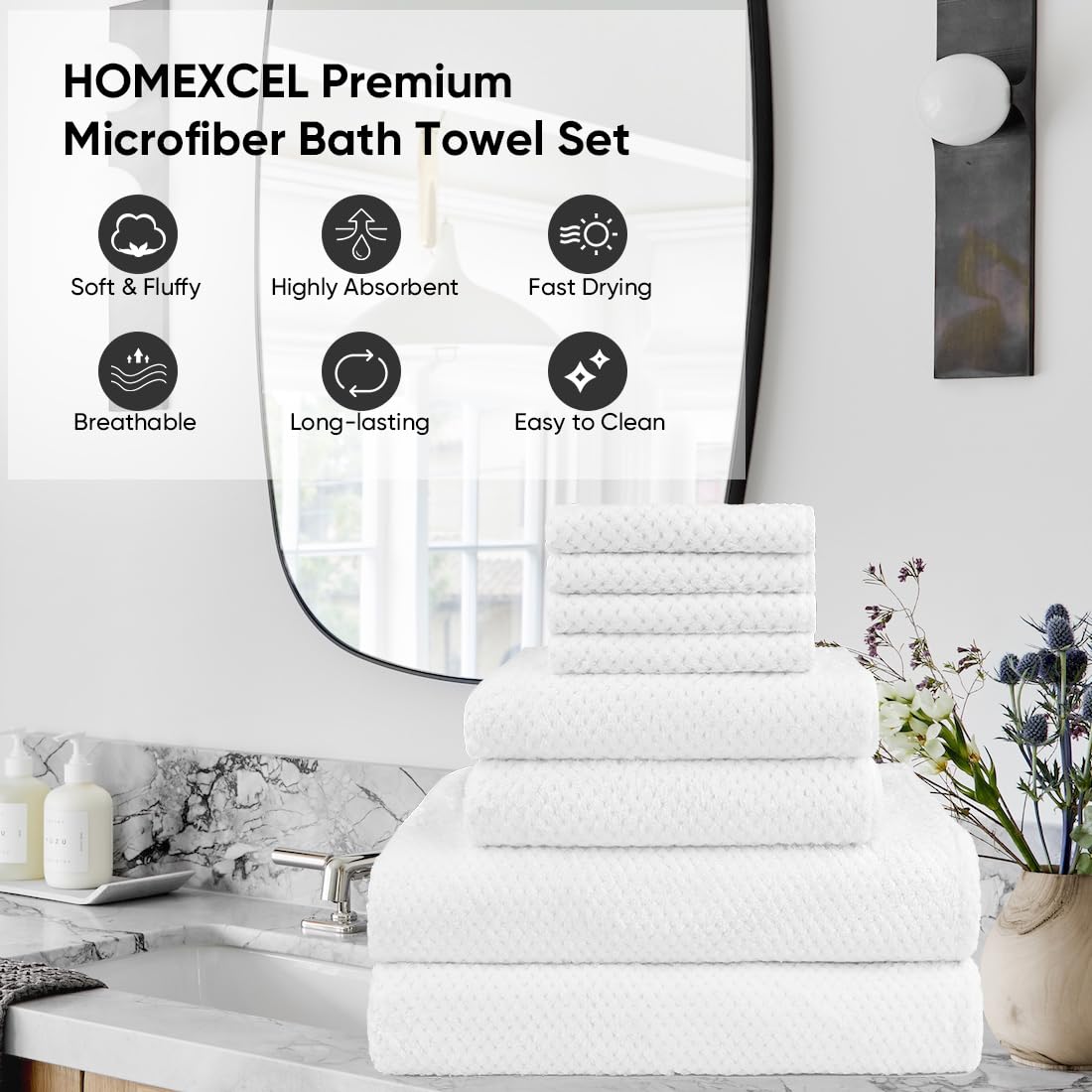 Set 6 Asciugamani Palestra In Microfibra - 40x71 Cm, Bianchi, Leggeri E Assorbenti - Foto 10