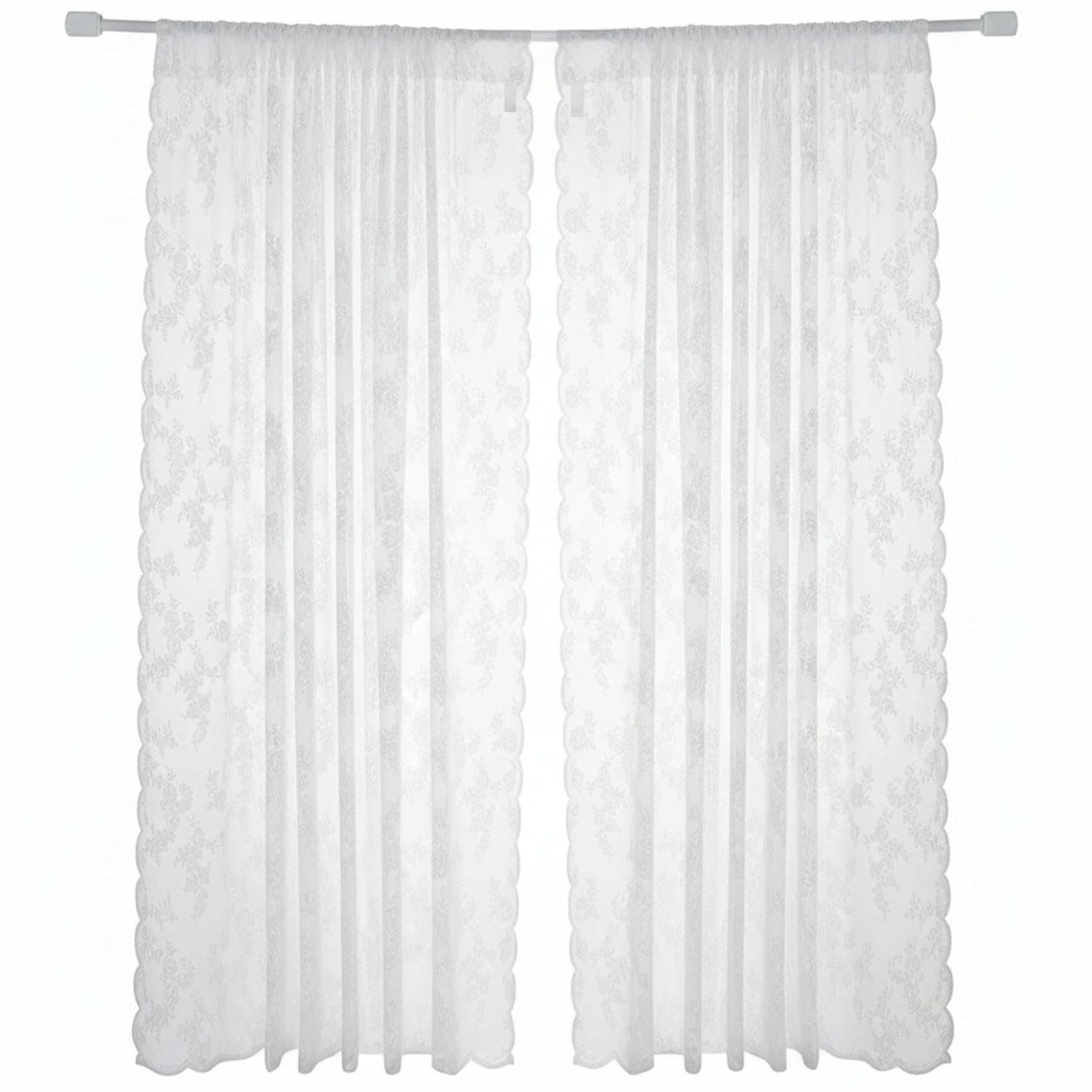 Cortinas bordadas con diseño victoriano Juego de 2 paneles de encaje blanco 70x120cm ventanas