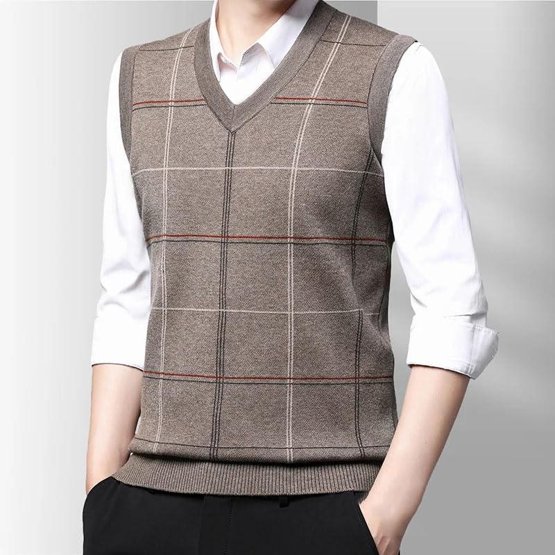 Dninmim Men's Thickened Casual Sweater Tank Top V-Neck Sleeveless Warm Pullovers Vest4