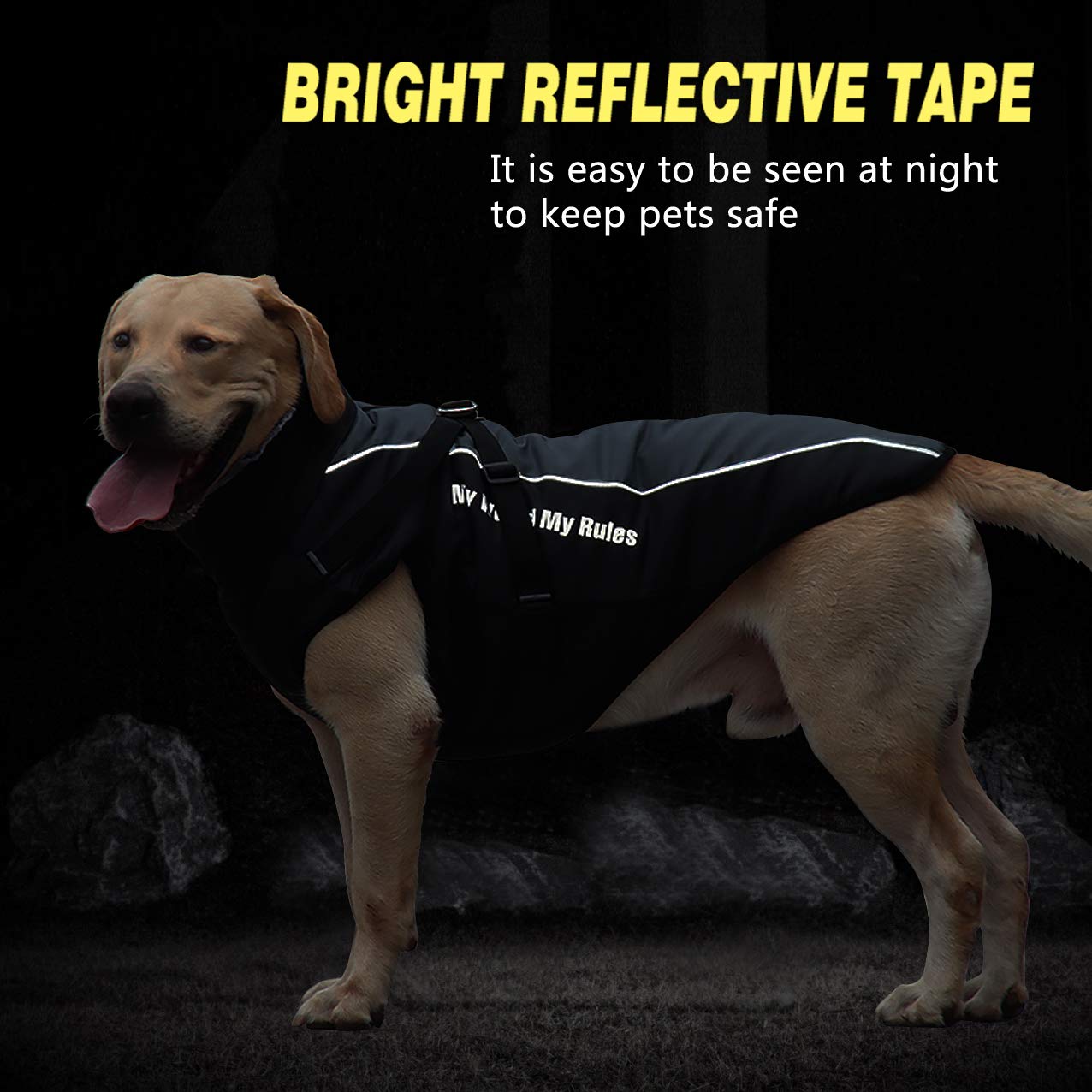 Idepet Abrigo para Perros Chaqueta cálida, Traje de Nieve Reflectante para Mascotas Deportes al Aire Libre Ropa Impermeable para Perros Chaleco para Perros Mediano Grande con Orificio para el arnés