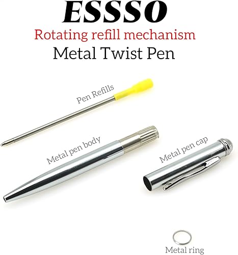 Miniatura 4 de ESSSO Paquete de 2 mini bolígrafos con 5 recambios de bolígrafo y bolsa para bolígrafo, mecanismo de recarga giratorio, bolígrafo de bolsillo de