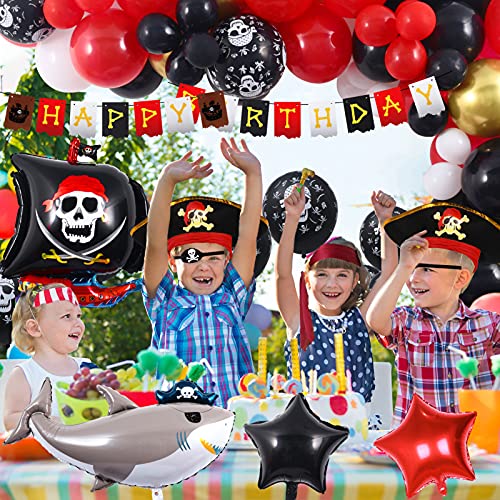 136Pcs Décorations de Fête D'anniversaire Pirate Ballons Guirlande Anniversaire Bannière Star Voilier Foil pour Garçons… - Image 3