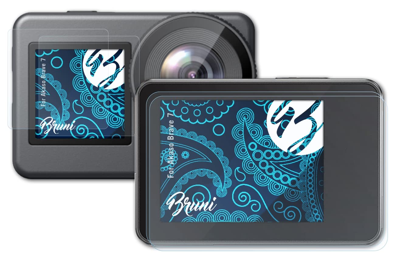 Bruni Screen Protector suitable for Akaso Brave 7, Protector Film crystal clear Protective Film (Set of 2)