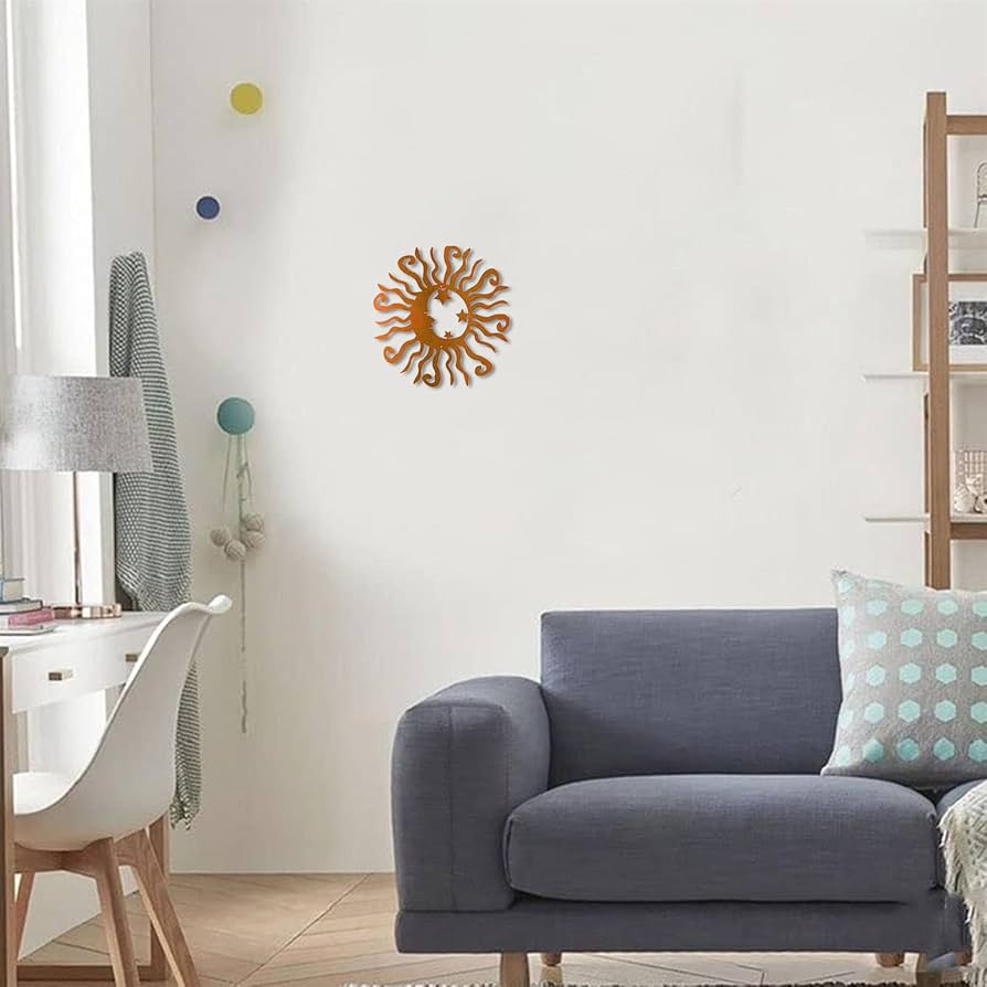 Decoraciu00f3n De Pared De Metal Con Sol Y Luna, Arte De