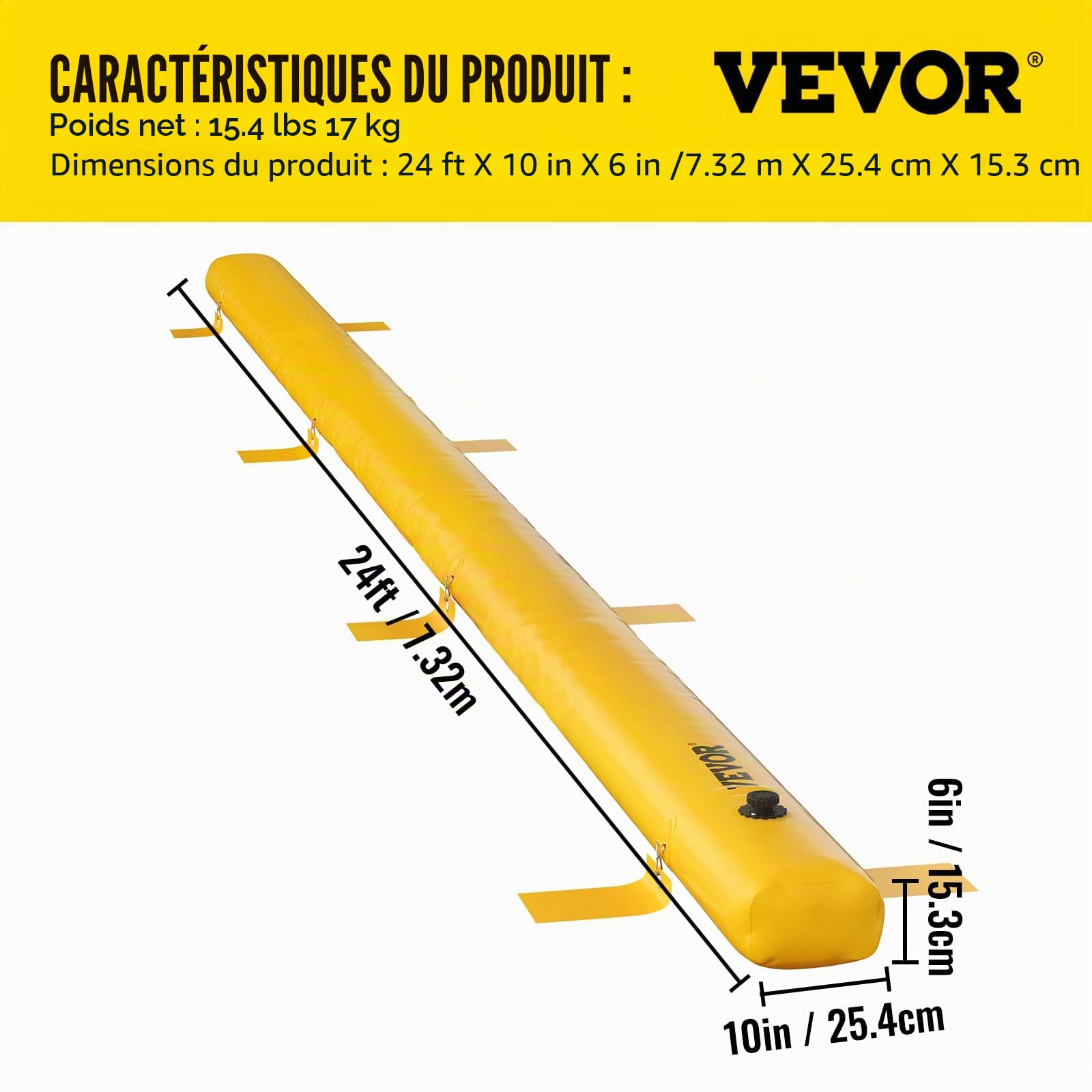 VEVOR Sac d'inondation, Tubes de dérivation d'eau en PVC réutilisables, légers avec Un Excellent Effet imperméable, utilisés pour Les Portes, Les garages, Jaune