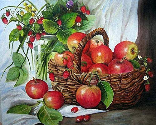 NC56 Numéros Kits Peinture Adultes Toile Peinture pour Adultes Débutant - 16X20 Pouces (Bambou Basket Fruit) Cover