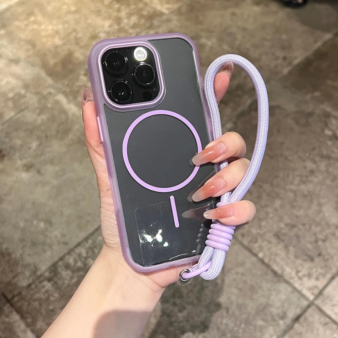 Coque magnétique iPhone 15 Pro antichoc violette à transparence durable