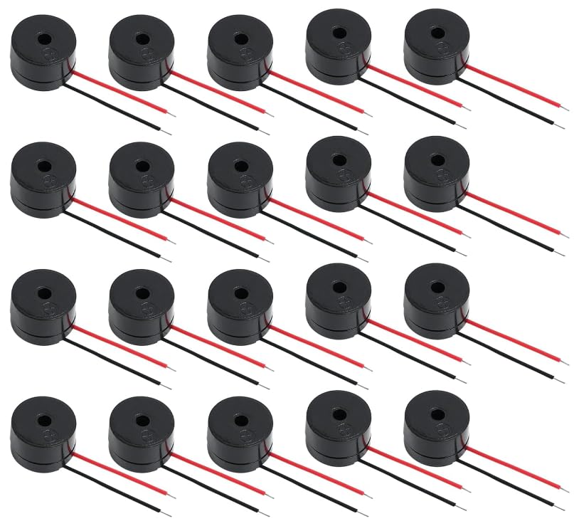 HARY 20 zumbadores piezoeléctricos para quizzes 12085, alarma electrónica de 3-12 V 85 dB con cables de 30 mm para proyectos de circuito, competiciones escolares y kits de bricolaje