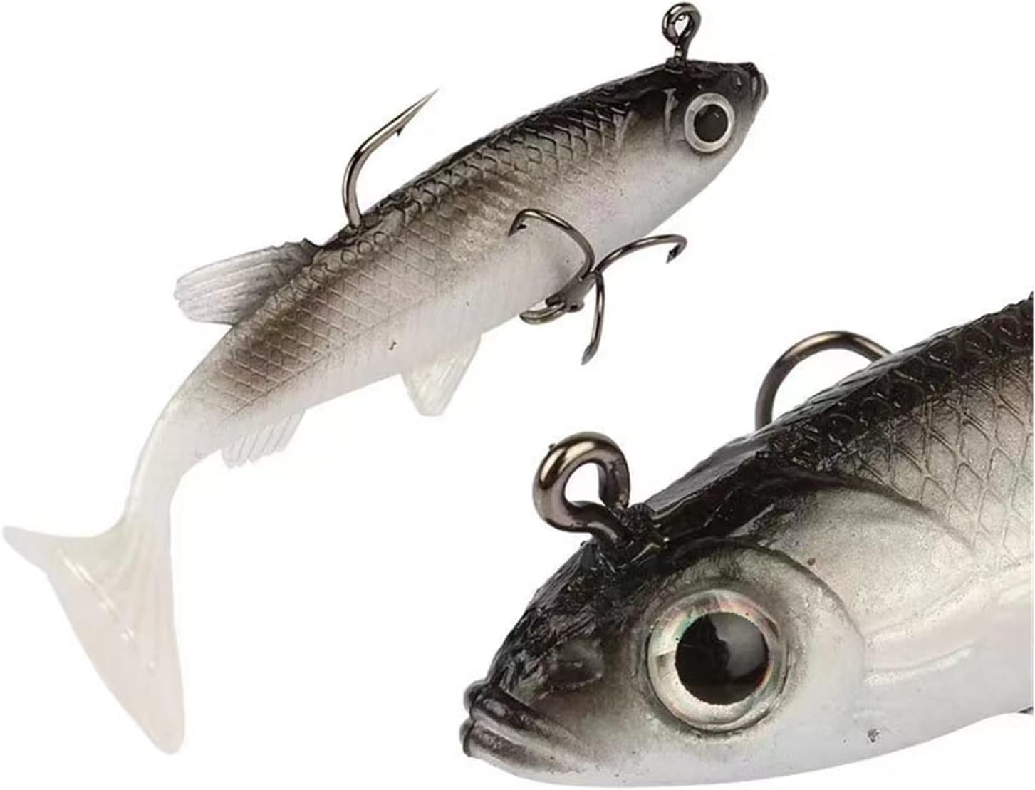 Mingshan 5 Pz Esca Morbida Pesce Morbido 8cm 13g Pesca in Mare con Gancio Pesce Artificiale Silicone Esche Morbide Esche di Pesce, 5pcs, 80mm