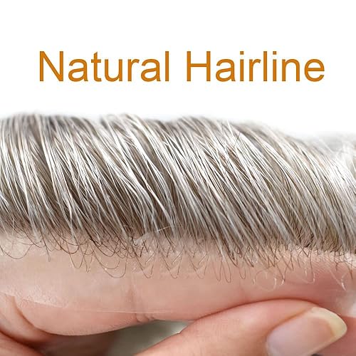 Miniatura 2 de Mens Toupee Remy, sistemas de reemplazo de cabello humano 0.002 in, tupé de piel fina para hombres, todos los trazos en V para hombres, protesis