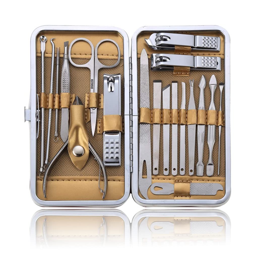19 Pezzi/Set Kit per Pedicure e Manicure, tagliaunghie Professionali in Acciaio Inossidabile, Set di Strumenti per Tagliare Le Unghie, D-1 Set