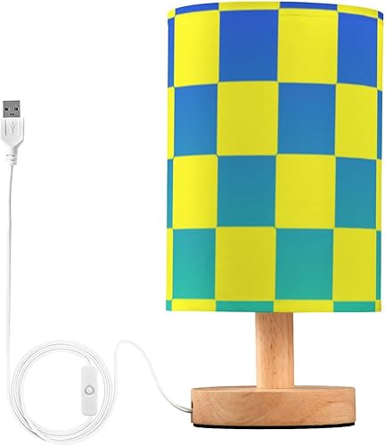 Buffalo Plaid Check Amarillo Azul Verde Gradient USB Lámparas Pasillo Luz de Noche para Vivero Lámpara para Niños Clásico lampara de escritorio led
