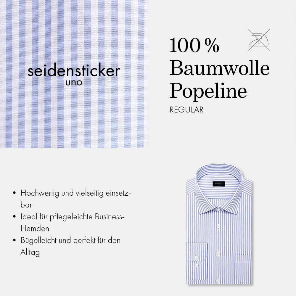 Seidensticker UNO Langarm-Hemd – Bügelleicht für jeden Anlass, Regular-Fit, 100% Baumwolle, Klassisches Herren-Hemd mit Kent-Kragen