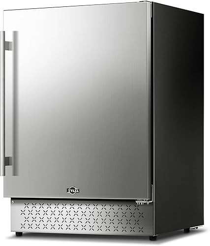 Tylza Beverage Refrigerator 24 Inch, Stainless Steel Under Counter Beverage Cooler, 190 Cans Beer Fridge Built-in and Freestanding Beverage Fridge