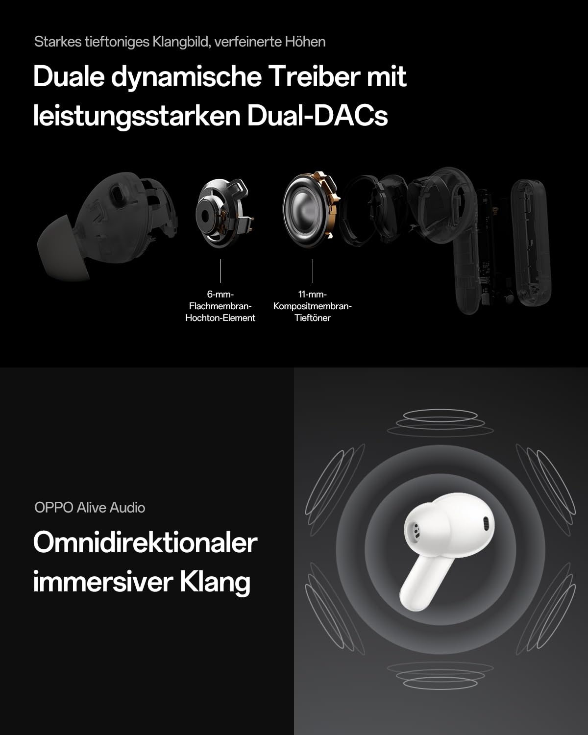 Oppo Enco X3s True Wireless Kopfhörer, Bluetooth 5.4 Dynaudio-Sound-Ohrhörer, 55dB Hybrid-ANC, LHDC 5.0 Hi-Res-Audio, 45 Stunden Spielzeit, IP55, Dual Dynamic Drivers, KI-Übersetzung, Nebula Silver