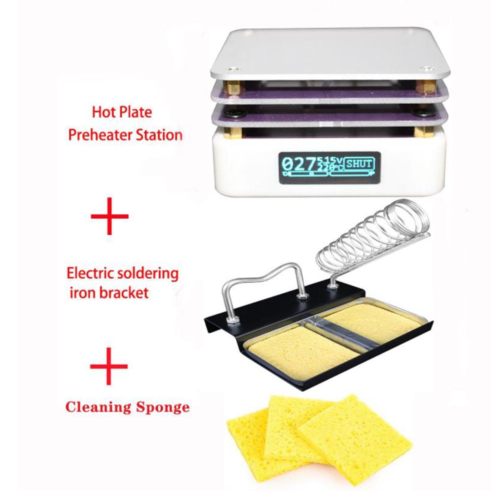 Mini Hot Plate Preheating Station Welder Hot Plate Tool Desktop Electric Heating Plate for Home for Phone Screen Replacement, 3 Sponge and Bracket