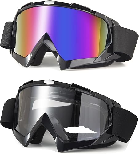 Miniatura 7 de LJDJ Gafas de motocross para adultos, gafas de motocicleta ATV de visión amplia, anti-UV, ajustables, gafas de motocross para montar en carreras,