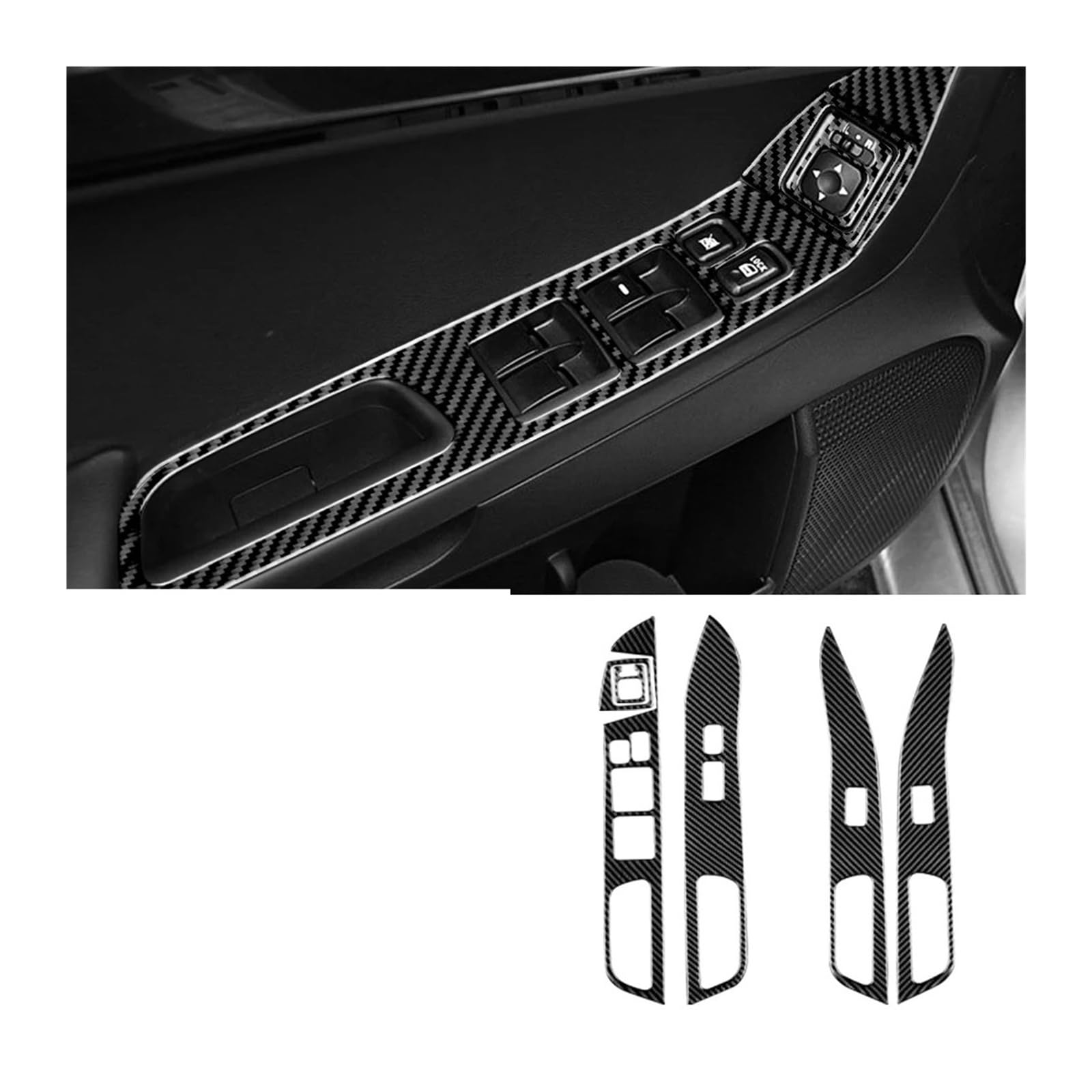 Fit For M-I-T-S-U-B-I-S-H-I Lancer 2008 2009 2010 2011 2012 2013 2014 2015 Car Door Window Switch Panel Trim Sticker Real Soft Carbon Fiber(Car Door Trim A)