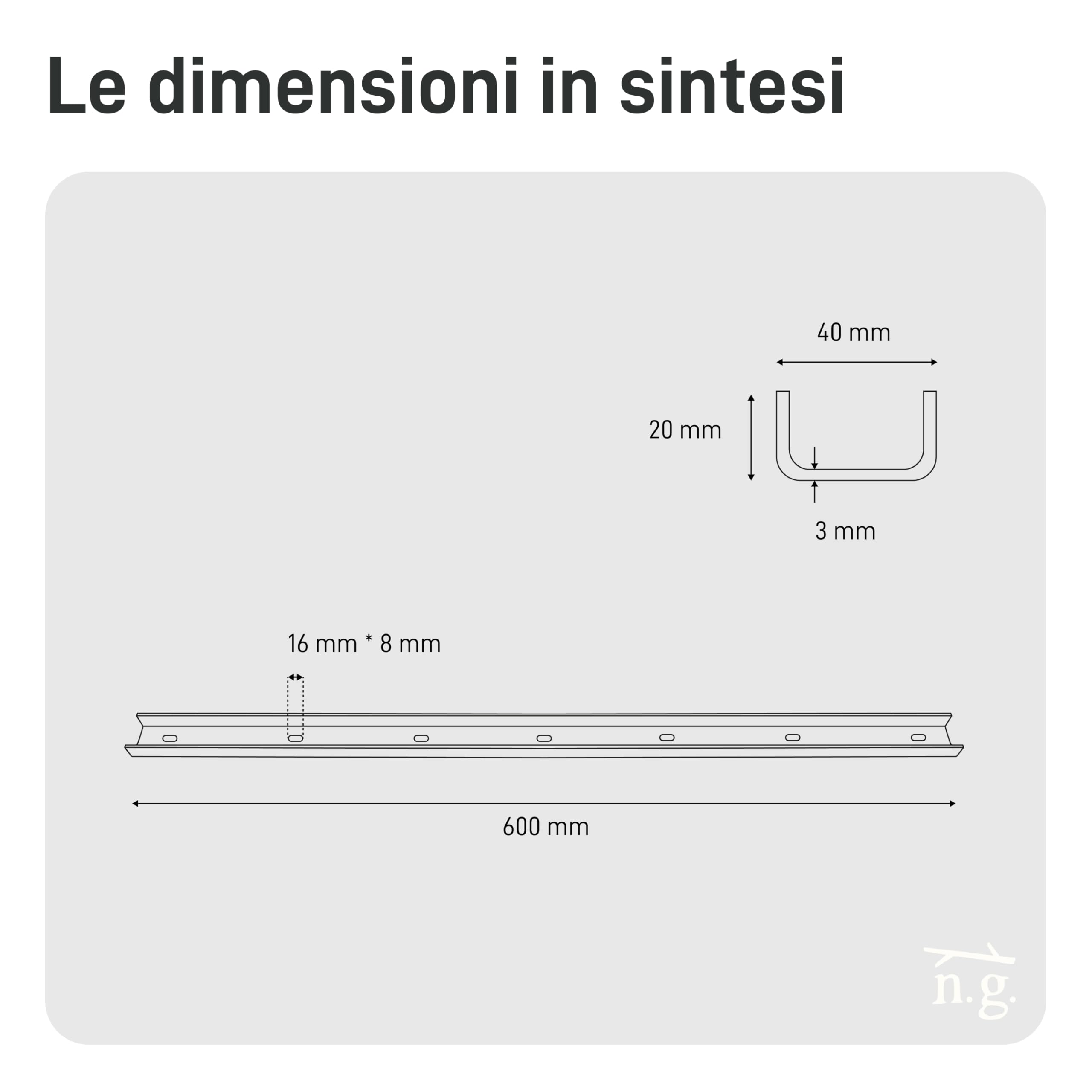 3 strisce a forma di U per tavoli, accessori da tavolo, supporto per profilo, profilo di rinforzo, profilo a U, traverso, profilo a scanalatura (lunghezza 60 cm, set da 3)