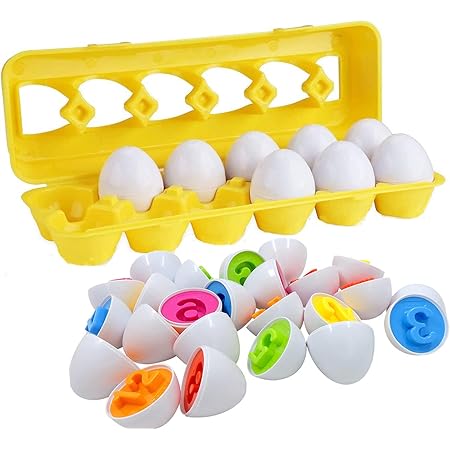 Amazon モンテッソーリ 教育おもちゃ 知育玩具 マッチング卵 Bacolos 形合わせ はめ込みパズル イースターマッチングエッグ ６カラー 12個数字勉強 お誕生日プレゼント ６歳以上対象 はめこみ 形合わせ おもちゃ