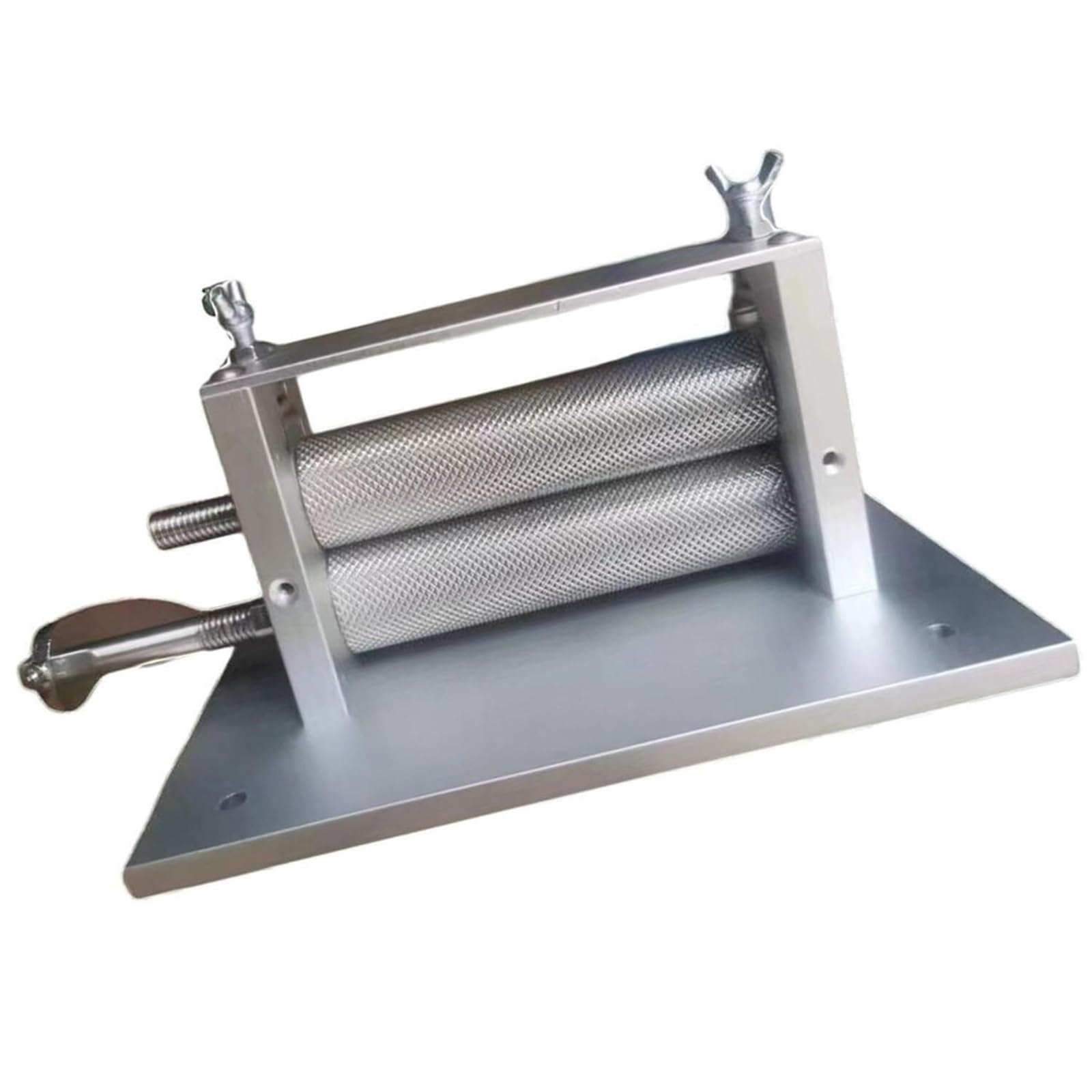 Macchina Manuale per Calamari, Pressa in Acciaio Inox | Motivo da 0,2 mm, Manovella e Rulli Lisci per Calamari Secchi, Pesce, Carne Secca e Lavorazione Alimentare