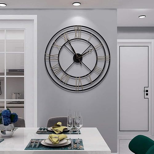 Miniatura 1 de LEIKE Reloj de pared decorativo negro para decoración de sala de estar, 16 pulgadas, casi silencioso, moderno, pequeño, funciona con pilas, relojes