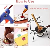 Vista 5 de 15 barras de sellado de cera para pistola de pegamento para sello de cera, palos de sellado de cera plateada para invitaciones de boda, tarjetas