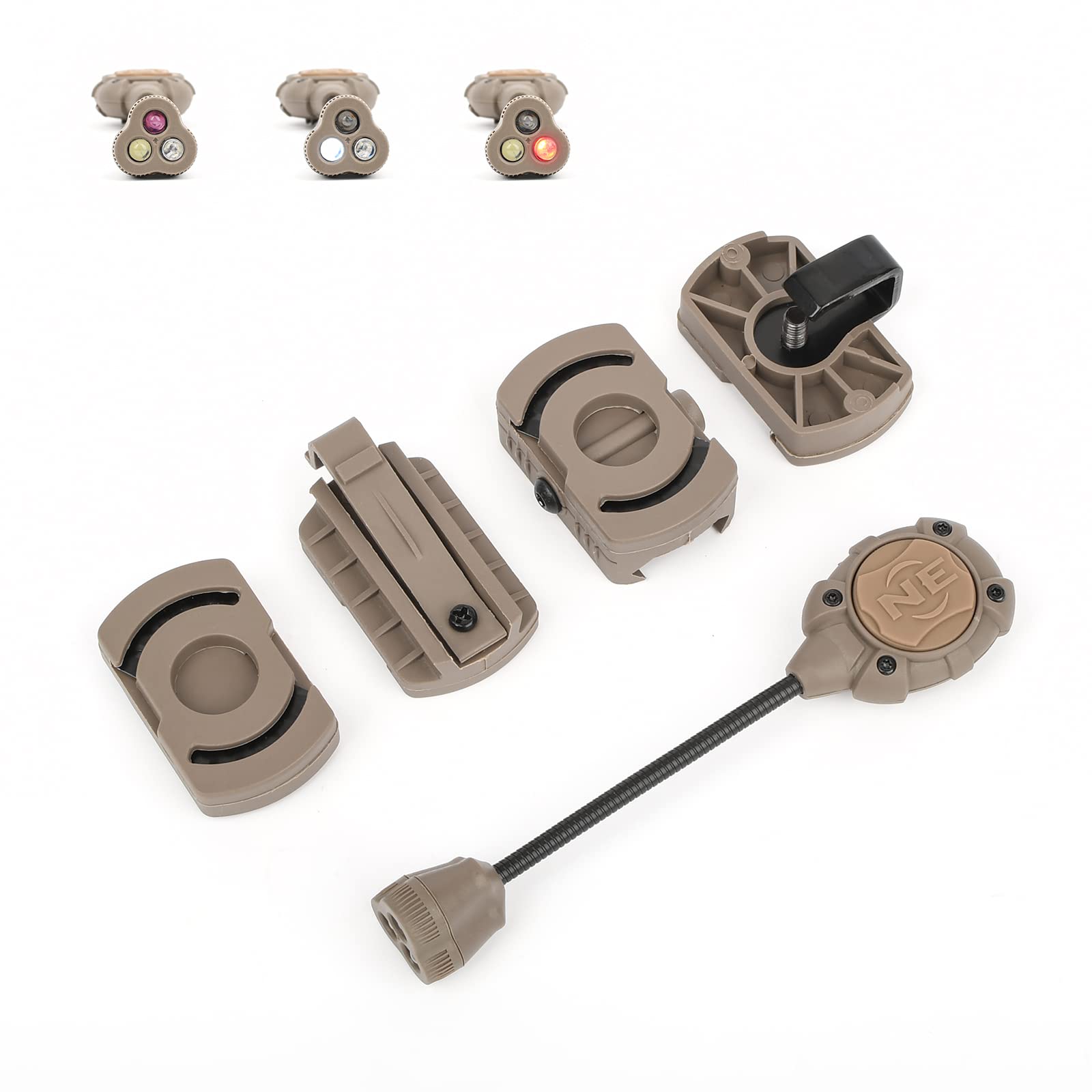 rdzzwxw Tactical Helmet Light with White Red IR LED Task Lamp, Military Helmet Accessories Mount for Mich Fast Helmet Molle System Picatinny Rail,