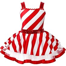 Girls Christmas Dress Candy Canes Stripes Dress Sequins Ballet Dress Glitter Dance Dress Christmas Party Dress