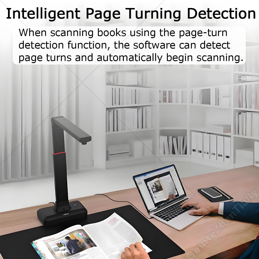 Kommerzieller Bürodokumentenscanner,23-Mp-Großformatkamera-Scanner,A2 Overhead-Scanner,mit Led-Fülllicht & Hochauflösender Kamera,Intelligenter Erkennung,für Bücher & Dokumente