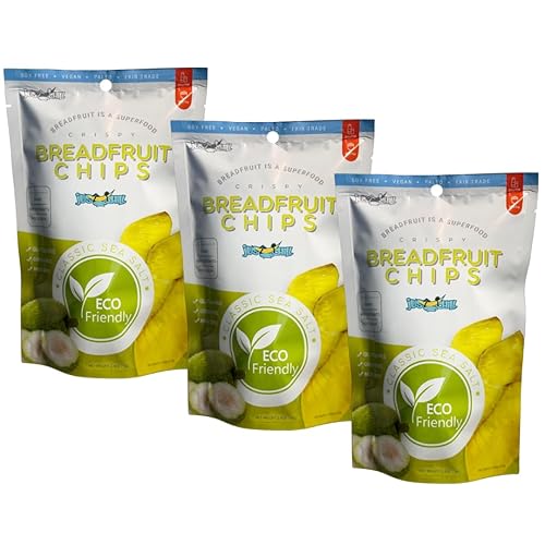 Miniatura 5 de Jus Chill Chips clásicos de fruta de pan de sal marina (paquete de 3)  Natural sin gluten  Aperitivo sin granos del Caribe  Sin lácteos  sin lácteos