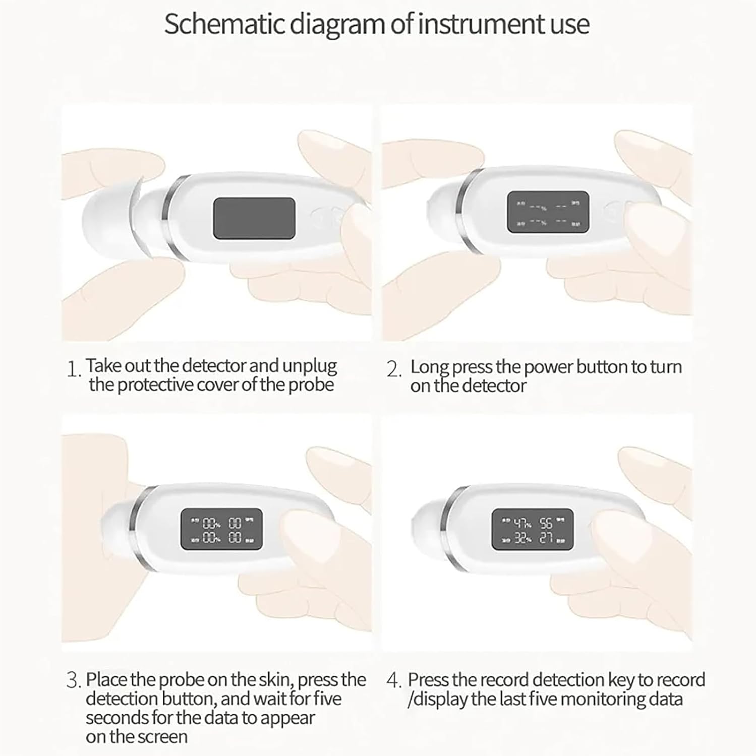 Digital LCD Skin Tester, Facial Moisture Analyzer, with LCD Digital Screen&High Sensitive Facial Skin Tester USB Digital Measuring Device, for Salon Home Use & Beauty Salon （110x40x30mm）