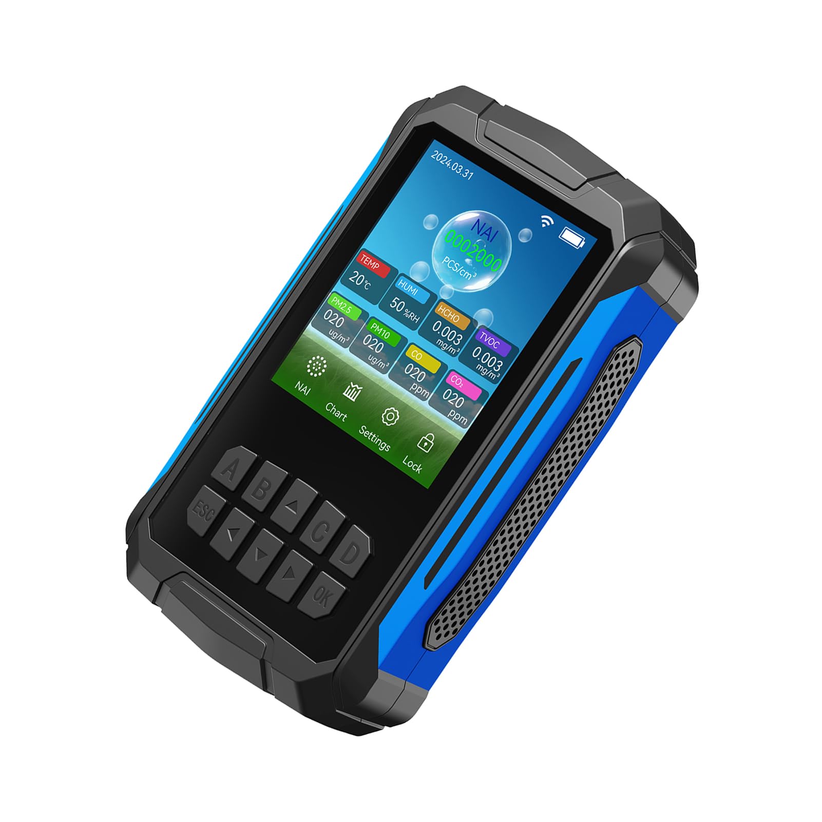 Jeffergarden Monitor della qualità Dell'aria 10 in 1 Tester della qualità Dell'aria Interna Rilevatore della con Concentrazione di Ioni Negativi PM2.5 PM10 CO2 TVOC Umidità (BLACK)
