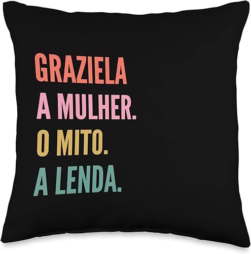 Designs De Nomes Engraçados Para Mulher Funny Portuguese First Name Design-Graziela Throw Pillow 16x16 Multicolor