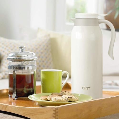 Miniatura 14 de GiNT Jarra térmica de café de acero inoxidable de 51 onzas, frasco aislado al vacío de doble pared, retención de calor de 12 horas, dispensador de