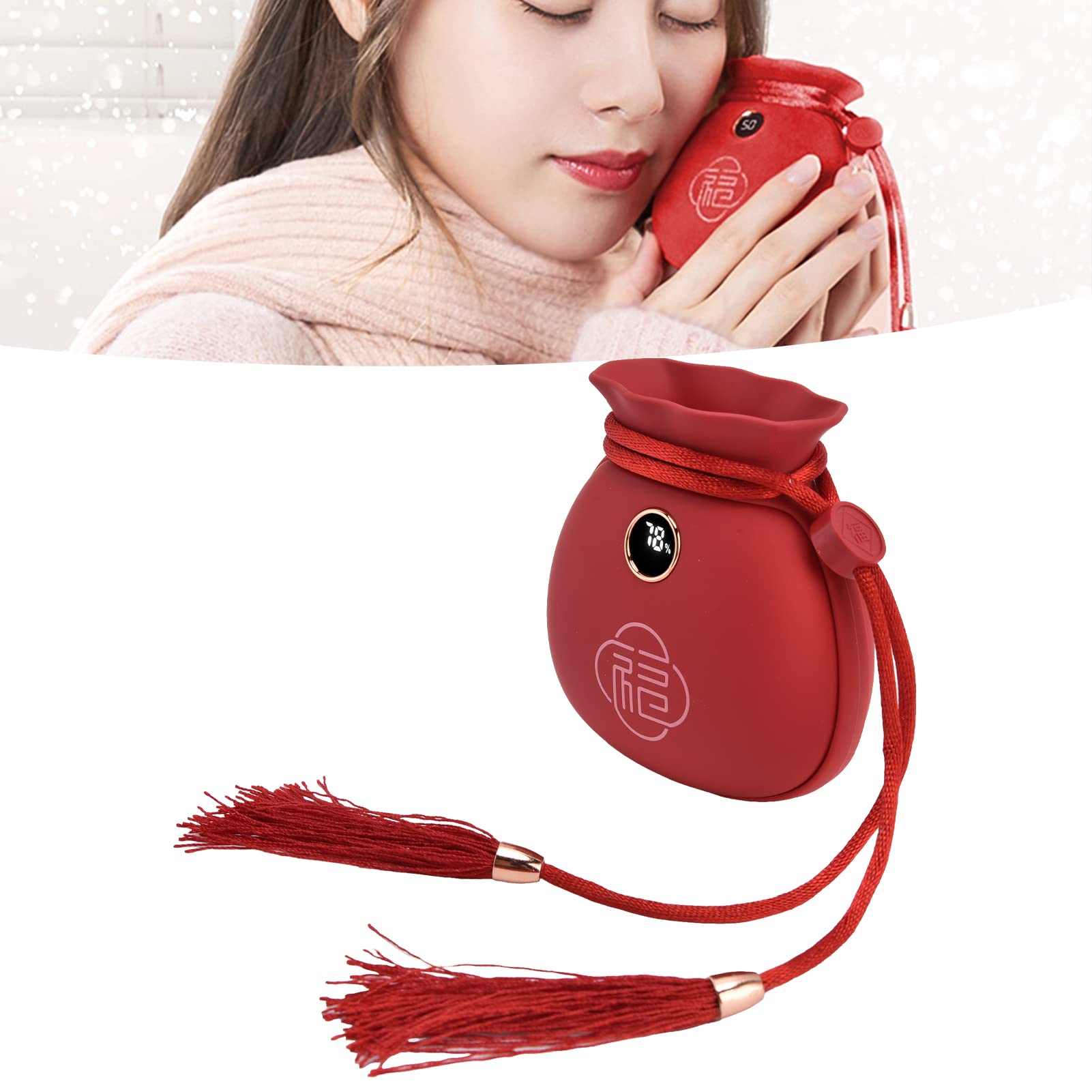 Scaldamani, Scaldamani tascabili con Design a Borsa Portafortuna Ricaricabile Scaldamani Portatile per Uomini e Donne in Inverno Freddo(Rosso)