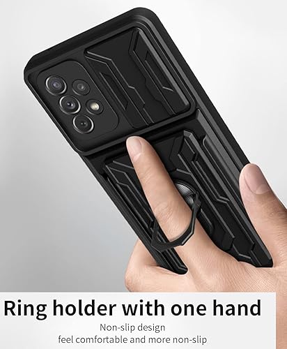 Miniatura 5 de CCSmall Funda para Samsung Galaxy A23 4G5G con tarjetero, protección resistente con anillo magnético, función atril, cubierta de cámara deslizante