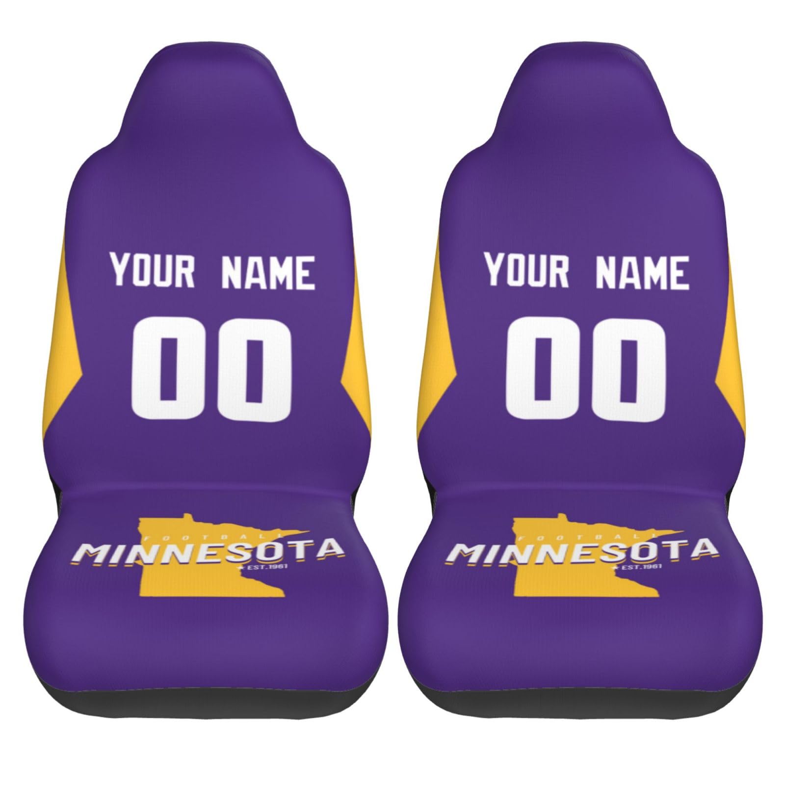 Custom Football Car Seat Covers Personalized Add Name Number Protector Cover Nonslip Elastic Soft Auto Decor Accessories Universal Fits for Car, Truck, SUV (1PC & 2PC)