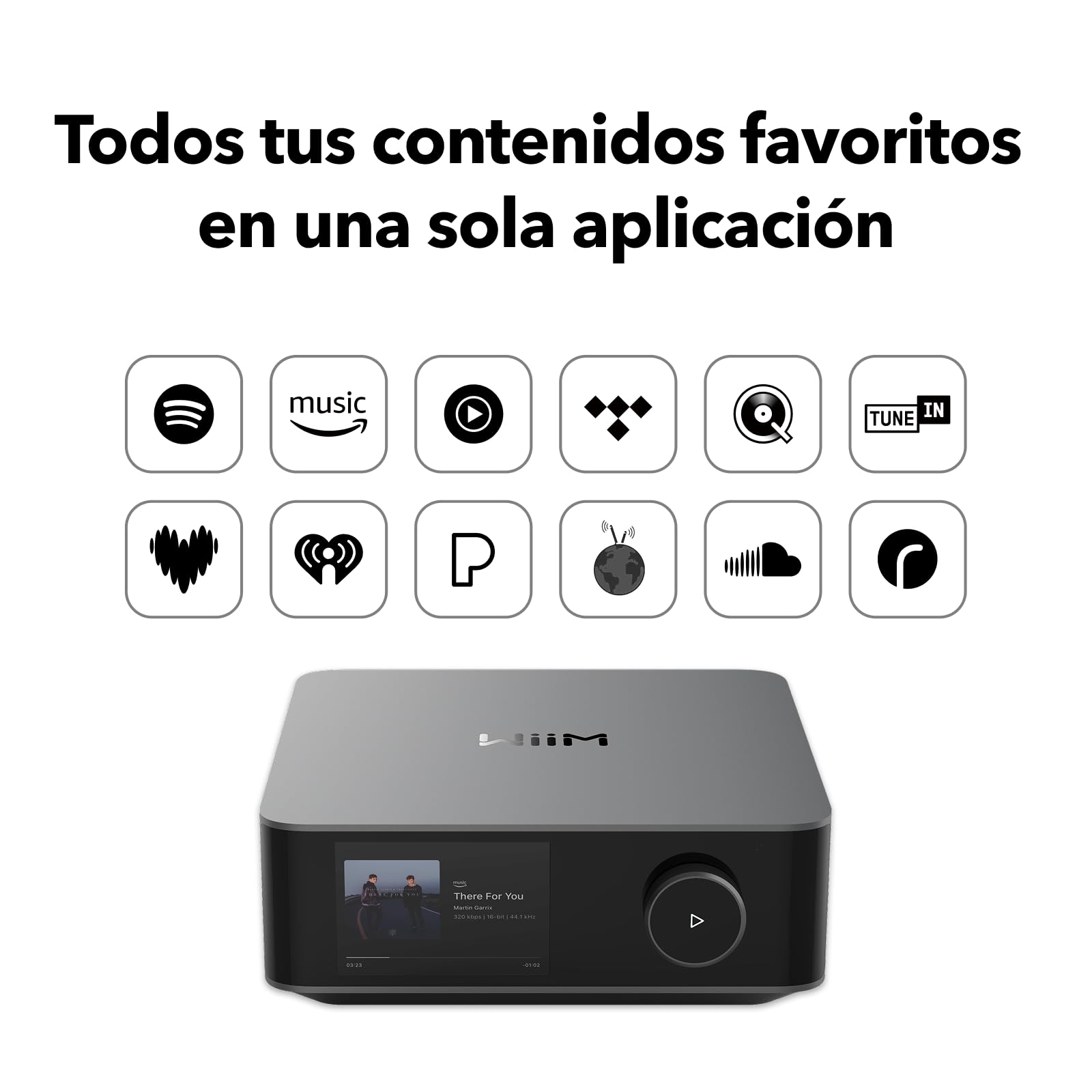 WiiM Amp Ultra con Voice Remote 2 | Amplificador Streaming 100W con DAC ESS ES9039Q2M y Doble Amplificador TI TPA3255 | RoomFit EQ Integrado y Pantalla Táctil | Entradas HDMI ARC, Óptica y RCA | Gris