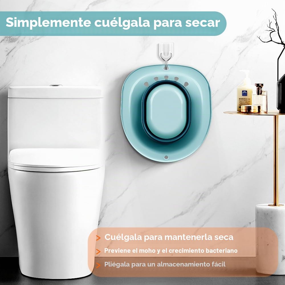 Baño de asiento plegable para inodoro, bidé para inodoro, bañera portátil para tratamiento de hemorroides, cuidado de puerperio, embarazadas y ancianos (verde oscuro)