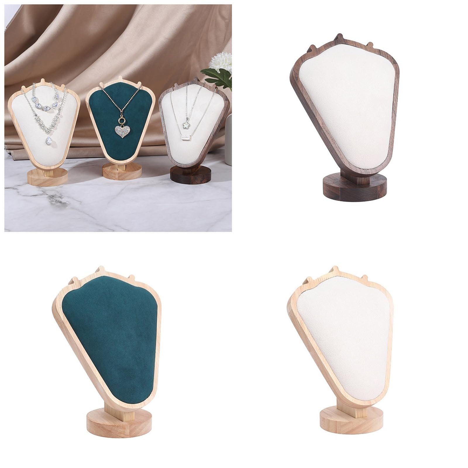 Moynagh Necklace Holder Stand, Necklace Display Stand for Selling, Jewelry Display Stand for Vendor, Velvets and Wood Necklace Rack Display