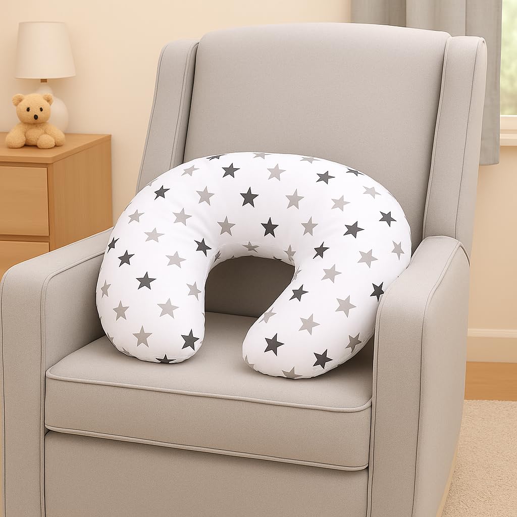 For Your Little One Single Pillow - Silver Twinkle Stars Breast Feeding Maternity Nursing Pillow Support | Mother & Baby Awards Shortlisted (Silver Twinkle Stars)