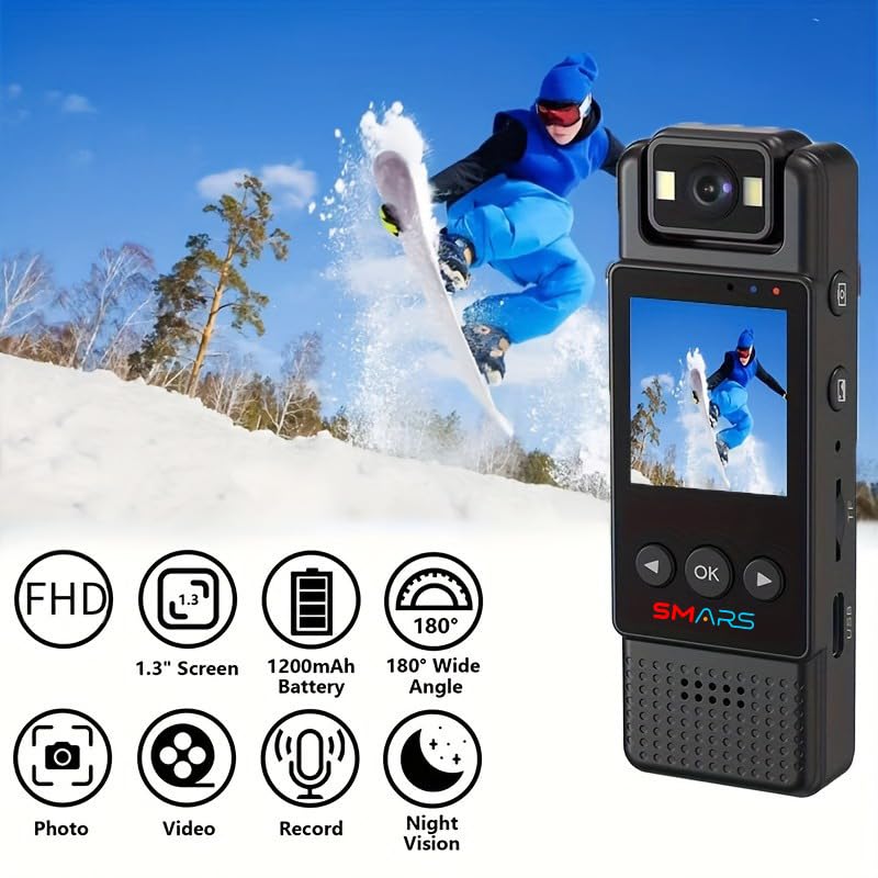 Image of smars Wi-Fi Pocket Body Camera | 4k 1080P Full HD Rotatable Lens | Color Night Vision | Audio & Video Chest Wearable Recorder