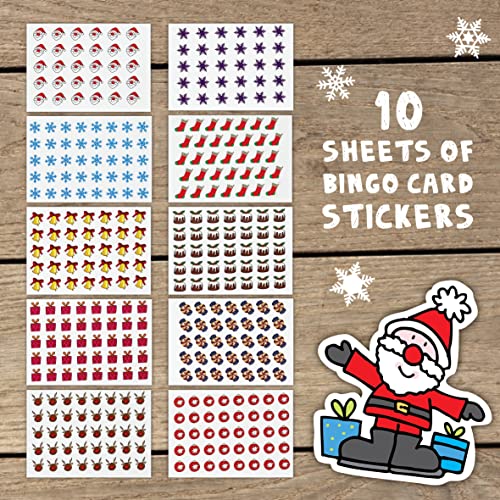Jeu de cartes d'appel de bingo de Noël pour enfants et adultes – Cartes d'appel de bingo de Noël prédécoupées jusqu'à 40 jeux – Accessoires de fête – Activités de Noël familiales – Image 4