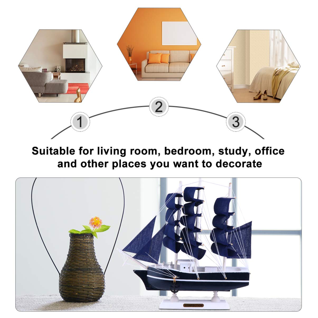 Modellschiff Segelboot Holz - Mediterrane Dekoration Für Wohnzimmer & Büro, 28,5cm