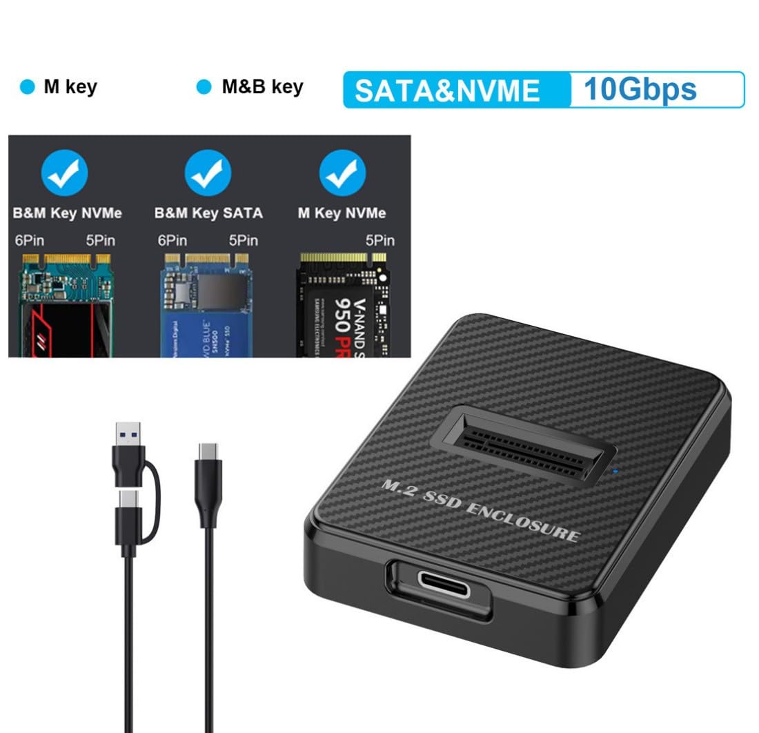 ChenYang Lector SSD M.2 NVME/SATA, USB 3.0/3.2 Gen 2 10Gbps Desktop M.2 adaptador carcasa SSD con chipset RTL9210B
