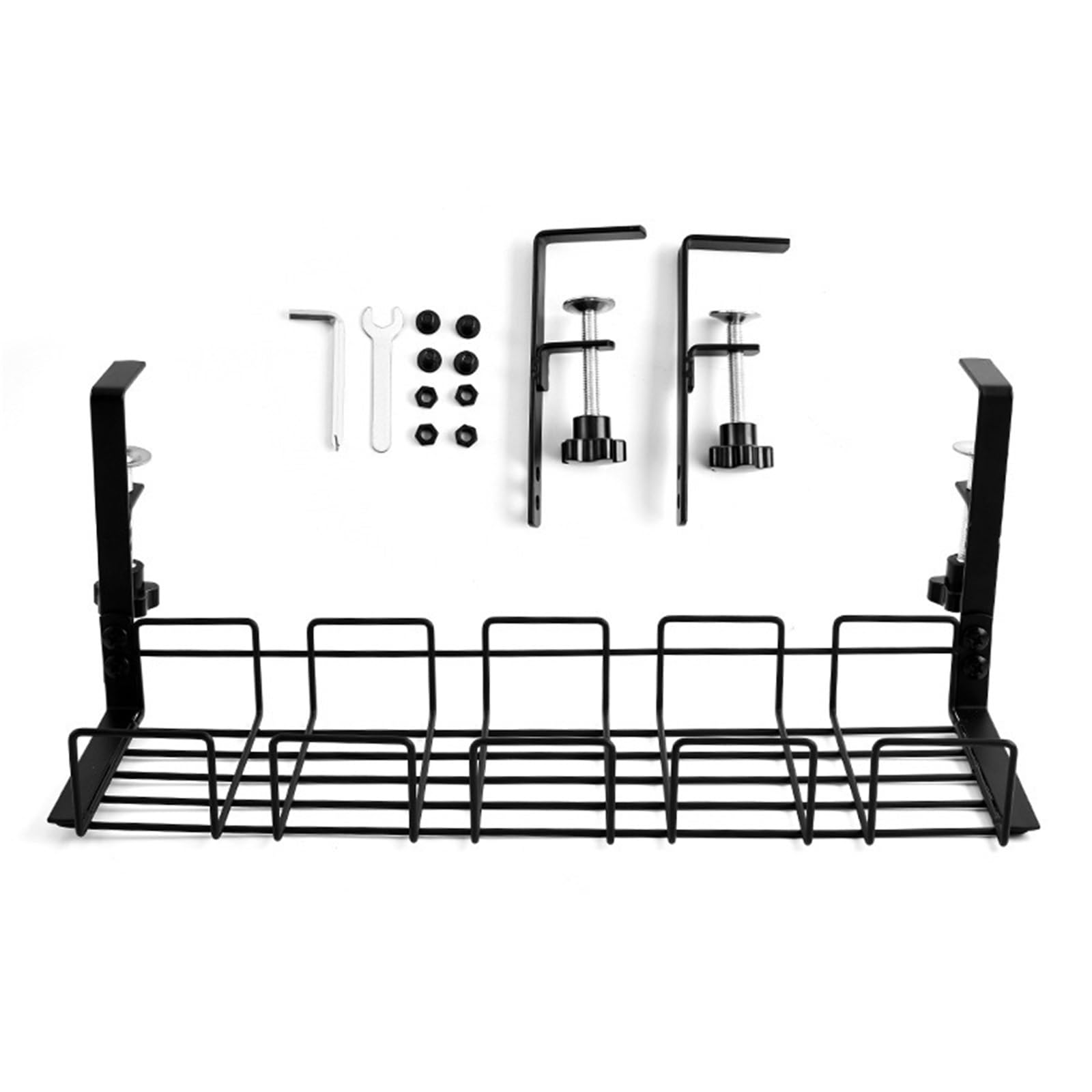 Bandeja Gestion Cables Estante de almacenamiento Metal for debajo del escritorio, bandeja gestión cables, sin perforaciones, organizador for oficina, estante(White)