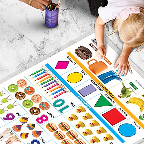 Image of Set of 2 Baarahkhadee and Numbers, Shapes & Colours Early Learning Educational Charts for Kids | 20 inchX30 inch inch |Non-Tearable and Waterproof | Double Sided Laminated | Perfect for Homeschooling, Kindergarten and Nursery Students