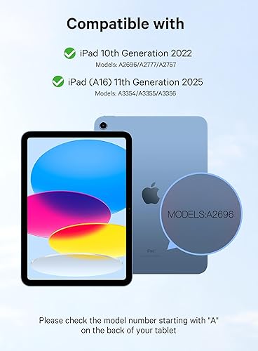 Miniatura 2 de CHESONA Funda para iPad de 10 generación con teclado, 2 canales inalámbricos para iPad (A16) de 11 y 10 generación (20252022), luz de fondo, funda
